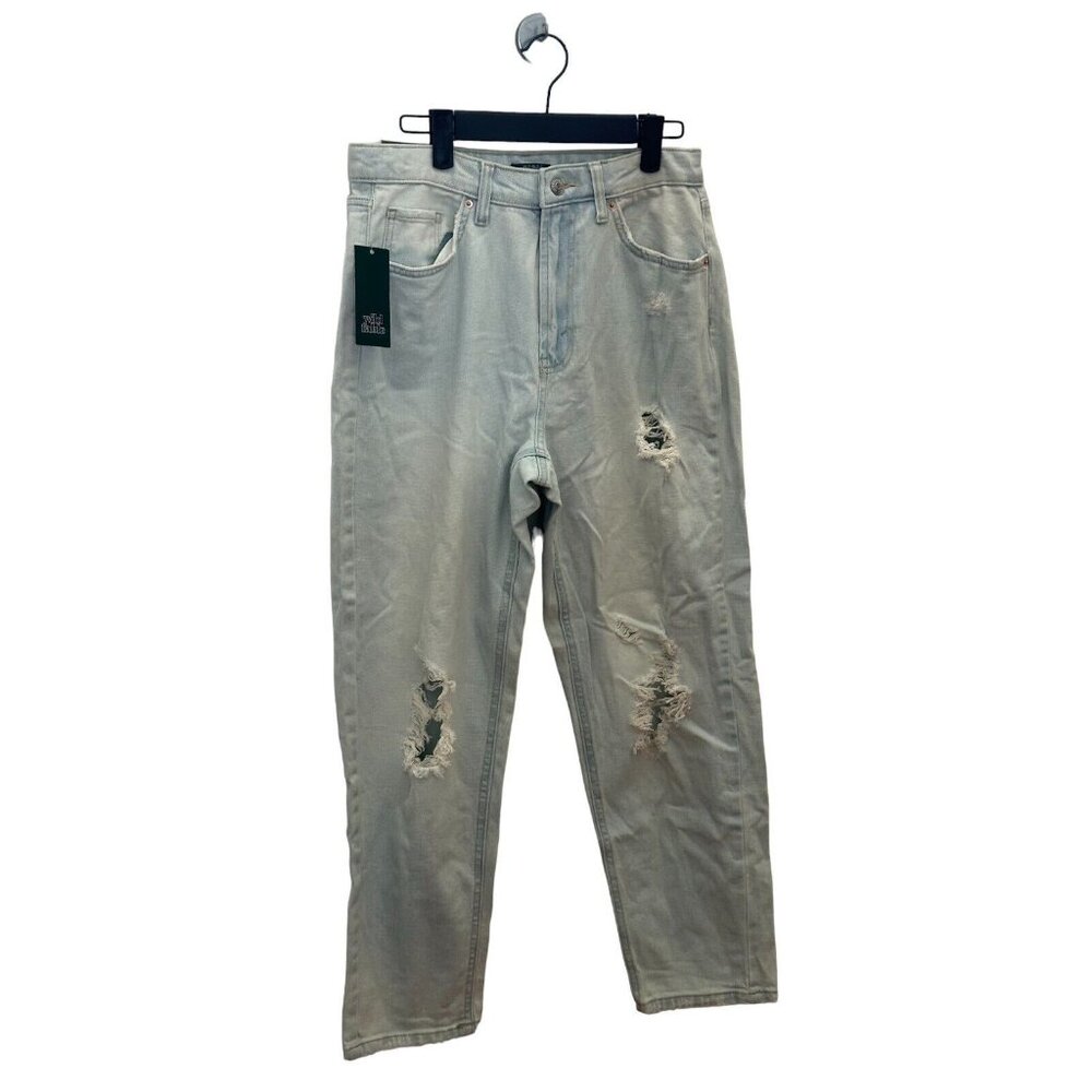 NWT Wild Fable Women's Super-High Rise Distressed Mom Jeans Size 6 Light Blue